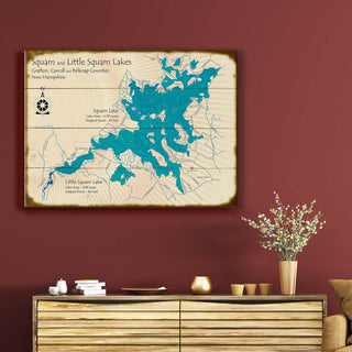 Squam & Little Squam Lakes, New Hampshire - Wood & Metal Wall Art Wood & Metal Wall Art Lake Art