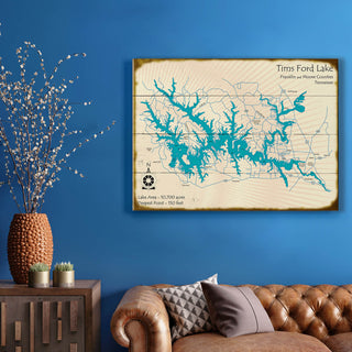 Tims Ford Lake, Tennessee - Wood & Metal Wall Art Wood & Metal Wall Art Lake Art