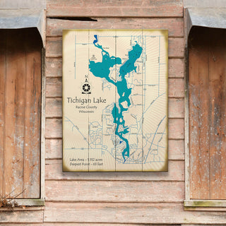 Tichigan Lake, Wisconsin - Wood & Metal Wall Art Wood & Metal Wall Art Lake Art