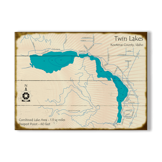 Twin Lakes, Idaho - Wood & Metal Wall Art Wood & Metal Wall Art Lake Art Wood 12" x 9"