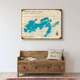 Whitefish Chain of Lakes, Minnesota - Wood & Metal Wall Art Wood & Metal Wall Art Lake Art
