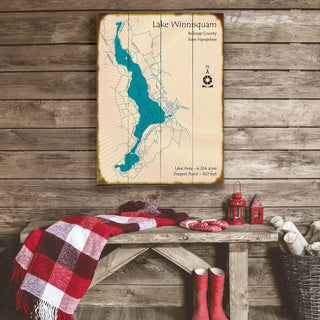 Lake Winnisquam, New Hampshire - Wood & Metal Wall Art Wood & Metal Wall Art Lake Art