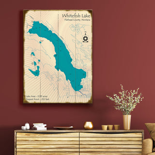 Whitefish Lake, Montana - Wood & Metal Wall Art Wood & Metal Wall Art Lake Art