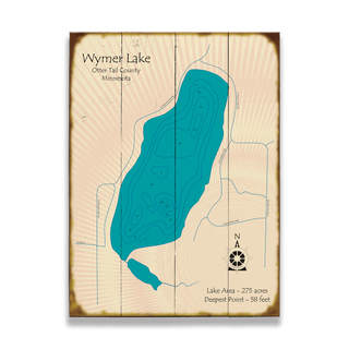 Wymer Lake, Minnesota - Wood & Metal Wall Art Wood & Metal Wall Art Lake Art Wood 17" x 23"
