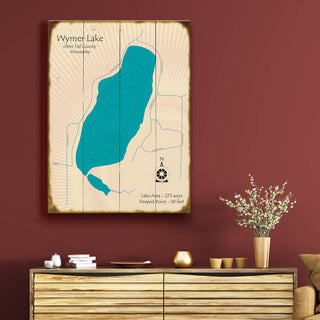 Wymer Lake, Minnesota - Wood & Metal Wall Art Wood & Metal Wall Art Lake Art