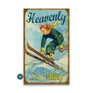 Heavenly Ski - Wood & Metal Wall Art Wood & Metal Wall Art Meissenburg Designs Wood 8" x 14"
