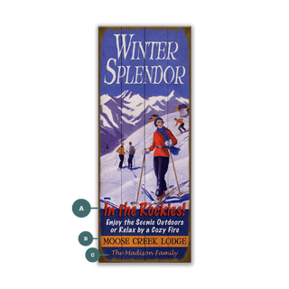 Winter Splendor Rockies with Skiers - Wood & Metal Wall Art Wood & Metal Wall Art Meissenburg Designs Wood 7" x 16"