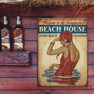 Beach House Babe in Burgundy - Wood & Metal Wall Art Wood & Metal Wall Art Meissenburg Designs
