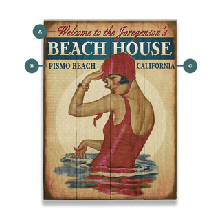 Beach House Babe in Burgundy - Wood & Metal Wall Art Wood & Metal Wall Art Meissenburg Designs Wood 9" x 12"