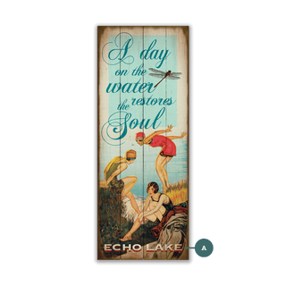 A Day on the Water Restores the Soul - Wood & Metal Wall Art Wood & Metal Wall Art Meissenburg Designs Wood 7" x 16"