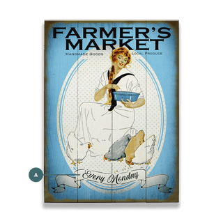 Maiden and Hens Farmer's Market - Wood & Metal Wall Art Wood & Metal Wall Art Meissenburg Designs Wood 9" x 12"