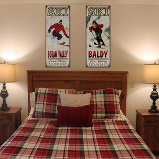 Mountain Momentum: Female Skier - Wood & Metal Wall Art Wood & Metal Wall Art Meissenburg Designs
