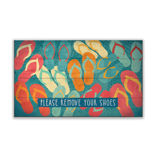 Please Remove Your Flip Flops: Generic - Wood & Metal Wall Art Wood & Metal Wall Art Meissenburg Designs Wood 14" x 8"