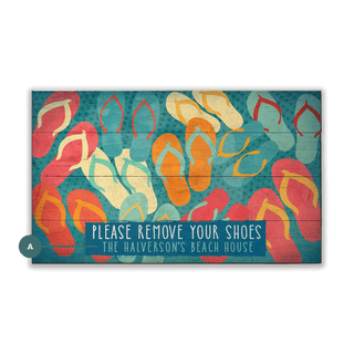 Please Remove Your Flip Flops: Personalized - Wood & Metal Wall Art Wood & Metal Wall Art Meissenburg Designs Wood 14" x 8"