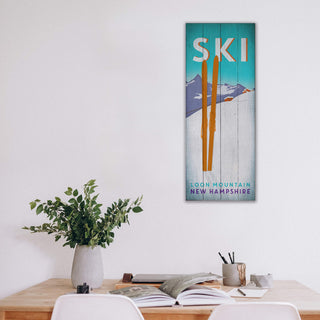 Pastel Skis in the Snow - Wood & Metal Wall Art Wood & Metal Wall Art Meissenburg Designs