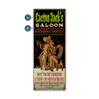 Cactus Jack's Saloon - Wood & Metal Wall Art Wood & Metal Wall Art Meissenburg Designs Wood 7" x 16"