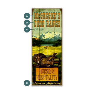 Horses & Hospitality Dude Ranch - Wood & Metal Wall Art Wood & Metal Wall Art Meissenburg Designs Wood 7" x 16"