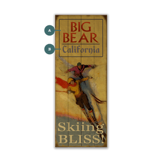 Skiing Bliss: Personalized - Wood & Metal Wall Art Wood & Metal Wall Art Curtis Publishing Wood 7" x 16"