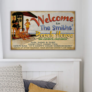Beach House Welcome: Personalized - Wood & Metal Wall Art Wood & Metal Wall Art Meissenburg Designs