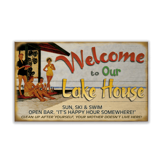 Lake House Welcome: Generic - Wood & Metal Wall Art Wood & Metal Wall Art Meissenburg Designs Wood 14" x 8"