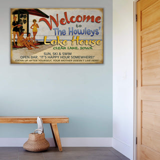 Lake House Welcome: Personalized - Wood & Metal Wall Art Wood & Metal Wall Art Meissenburg Designs
