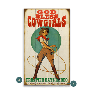 God Bless Cowgirls - Wood & Metal Wall Art Wood & Metal Wall Art Meissenburg Designs Wood 8" x 14"