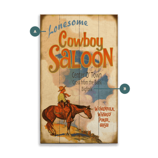 Lonesome Cowboy Saloon - Wood & Metal Wall Art Wood & Metal Wall Art Meissenburg Designs Wood 8" x 14"