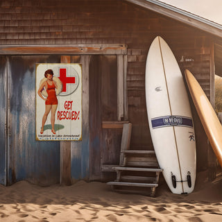Get Rescued! Female Lifeguard - Wood & Metal Wall Art Wood & Metal Wall Art Meissenburg Designs