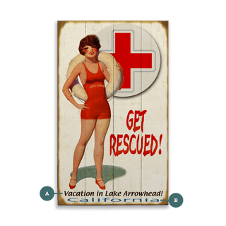 Get Rescued! Female Lifeguard - Wood & Metal Wall Art Wood & Metal Wall Art Meissenburg Designs Wood 8" x 14"