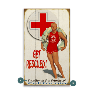Get Rescued! Male Lifeguard - Wood & Metal Wall Art Wood & Metal Wall Art Meissenburg Designs Wood 8" x 14"