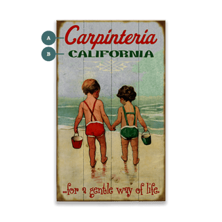 Hand in Hand: Children's Beach Time - Wood & Metal Wall Art Wood & Metal Wall Art Meissenburg Designs Wood 8" x 14"