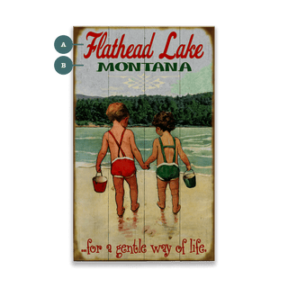 Hand in Hand: Children's Lake Time - Wood & Metal Wall Art Wood & Metal Wall Art Meissenburg Designs Wood 8" x 14"
