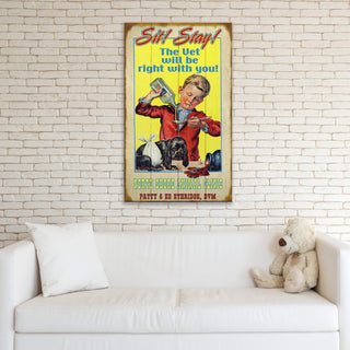 Sit Stay Pet Vet - Wood & Metal Wall Art Wood & Metal Wall Art Meissenburg Designs