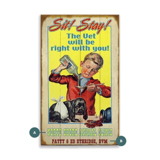 Sit Stay Pet Vet - Wood & Metal Wall Art Wood & Metal Wall Art Meissenburg Designs Wood 8" x 14"