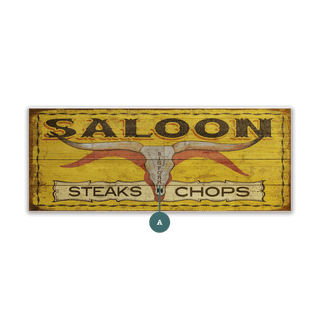 Saloon, Steaks and Chops - Wood & Metal Wall Art Wood & Metal Wall Art Marty Mummert Studio Wood 16" x 7"