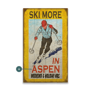 Ski More, Worry Less - Wood & Metal Wall Art Wood & Metal Wall Art Marty Mummert Studio Wood 8" x 14"