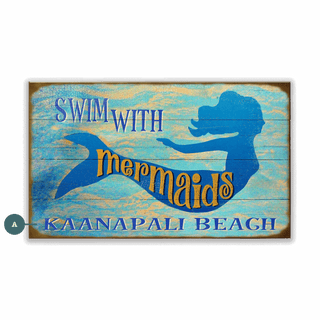 Swim With Mermaids - Wood & Metal Wall Art Wood & Metal Wall Art Marty Mummert Studio Wood 8" x 14"