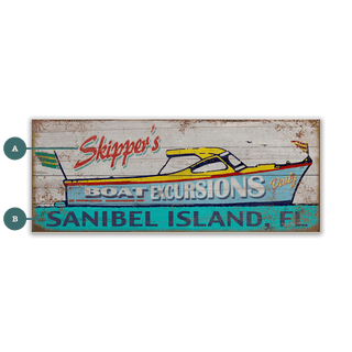 Skipper's Boat Excursions - Wood & Metal Wall Art Wood & Metal Wall Art Marty Mummert Studio Wood 7" x 16"