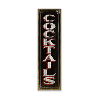 Vintage Cocktails Sign: Black - Wood & Metal Wall Art Wood & Metal Wall Art Marty Mummert Studio Wood 10.5" x 36"