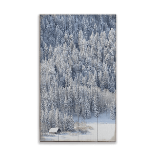 Cabin in the Winter Woods - Wood & Metal Wall Art Wood & Metal Wall Art Michael Underwood Wood 8" x 14"