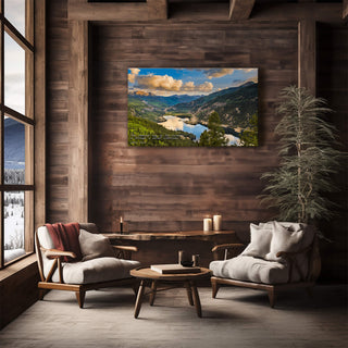 Mountain Lake Panorama - Wood & Metal Wall Art Wood & Metal Wall Art Michael Underwood