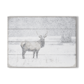 Snow Covered Elk - Wood & Metal Wall Art Wood & Metal Wall Art Michael Underwood Wood 12" x 9"