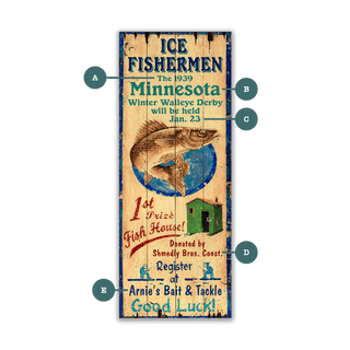 Ice Fishermen - Wood and Metal Wall Art Wood & Metal Wall Art Out West Design Wood 7" x 16"