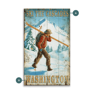 Ski the Cascades - Wood & Metal Wall Art Wood & Metal Wall Art Out West Design