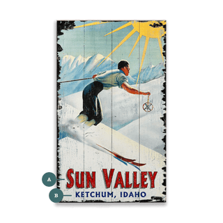 Sun Valley Ski Run - Wood & Metal Wall Art Wood & Metal Wall Art Out West Design Wood 8" x 14"