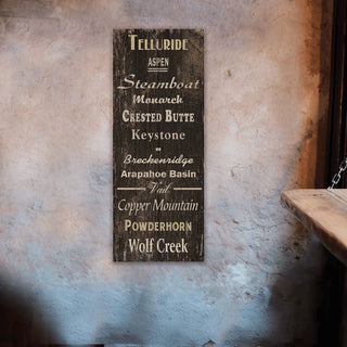 Vintage Ski Destinations - Wood & Metal Wall Art Wood & Metal Wall Art Out West Design