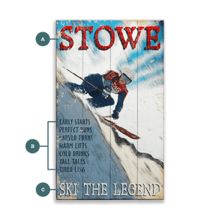 Ski the Legend - Wood & Metal Wall Art Wood & Metal Wall Art Out West Design Wood 8" x 14"