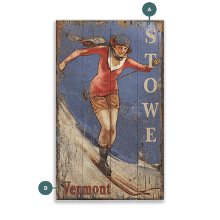 Vintage Ski Gal - Wood & Metal Wall Art Wood & Metal Wall Art Out West Design Wood 8" x 14"