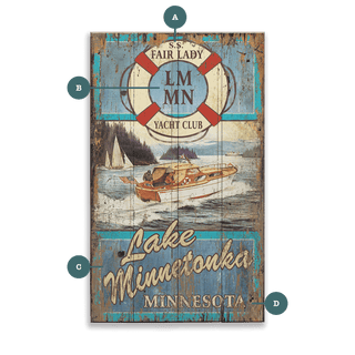 Fair Lady Yacht Club- Wood & Metal Wall Art Wood & Metal Wall Art Out West Design Wood 8" x 14"