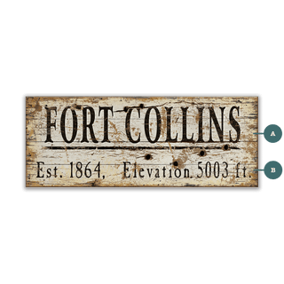Fort Collins Established & Elevation - Wood & Metal Wall Art Wood & Metal Wall Art Out West Design